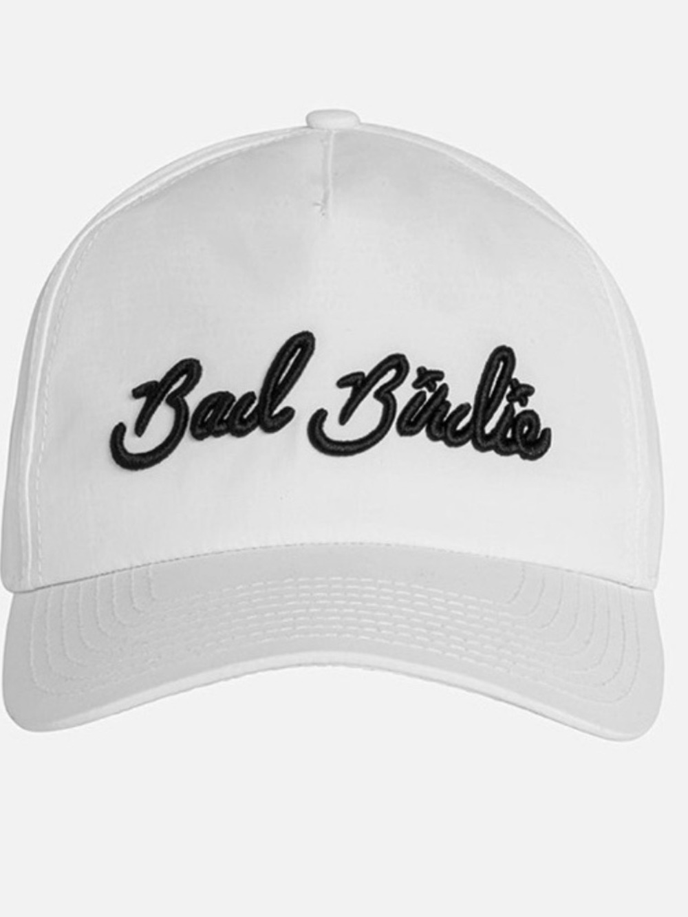 Bad Birdie White Hat with Black Script